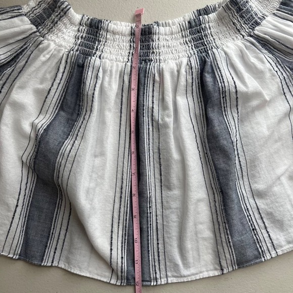 Anthropologie x Lilka Off the Shoulder Top Womens XS Blue White Bell Sleeve - Picture 9 of 10